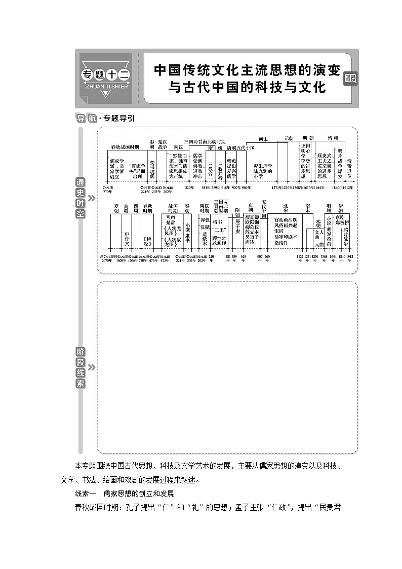 2021版高考历史（人民版专题史）一轮复习教师用书：专题十二　1第32讲　百家争鸣第1页