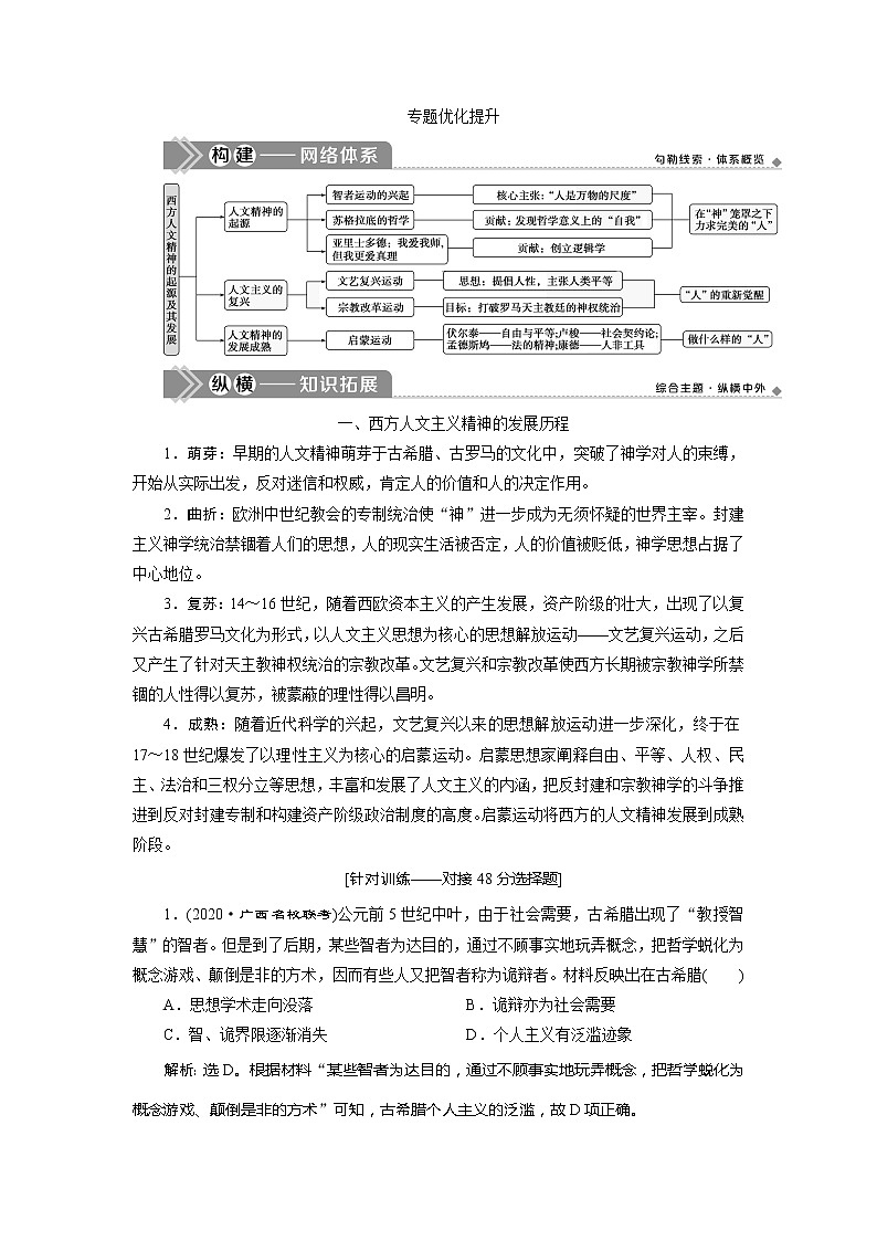 2021版高考历史（人民版专题史）一轮复习教师用书：专题十四　4专题优化提升第1页