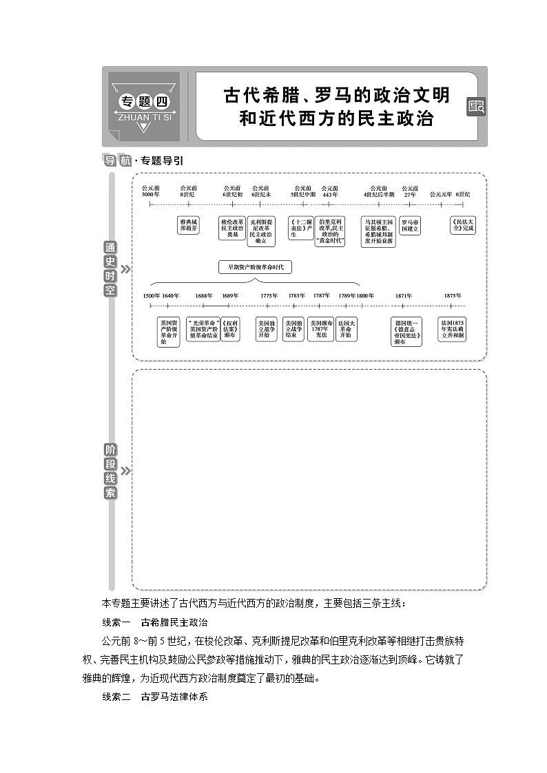 2021版高考历史（人民版专题史）一轮复习教师用书：专题四　1第11讲　古代希腊的政治文明第1页