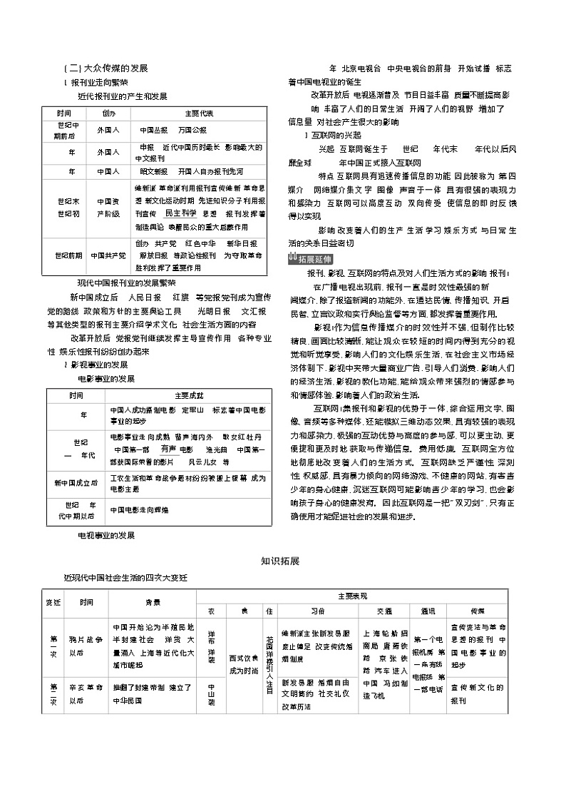 2019高考历史总复习（新课标1专用人民版）一轮复习讲义：专题二十　中国近现代社会生活的变迁与科技、文化、教育第3页