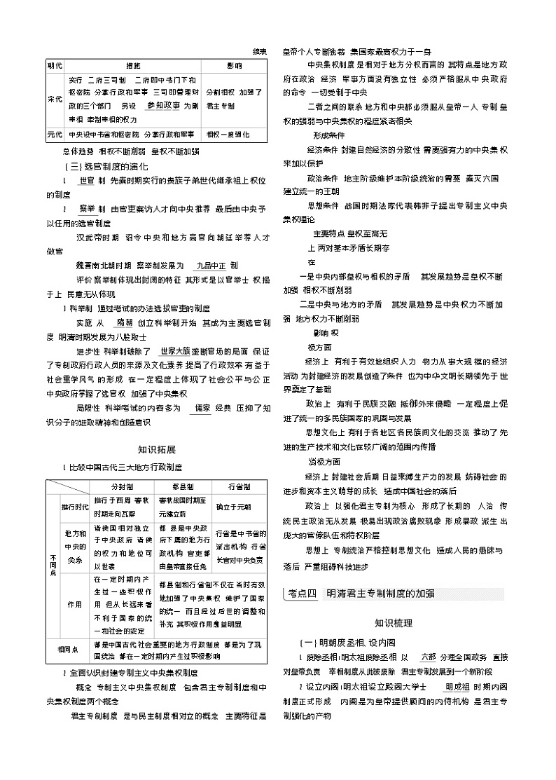 2019高考历史总复习（新课标1专用人民版）一轮复习讲义：专题一　古代中国的政治制度第2页