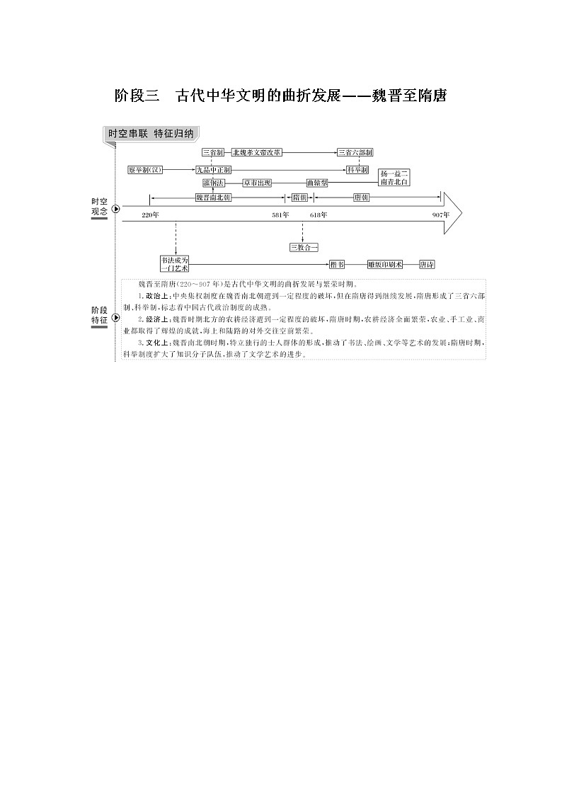 2020版高考历史一轮岳麓版通史复习教师用书：阶段三课时1魏晋至隋唐时期的政治制度第1页