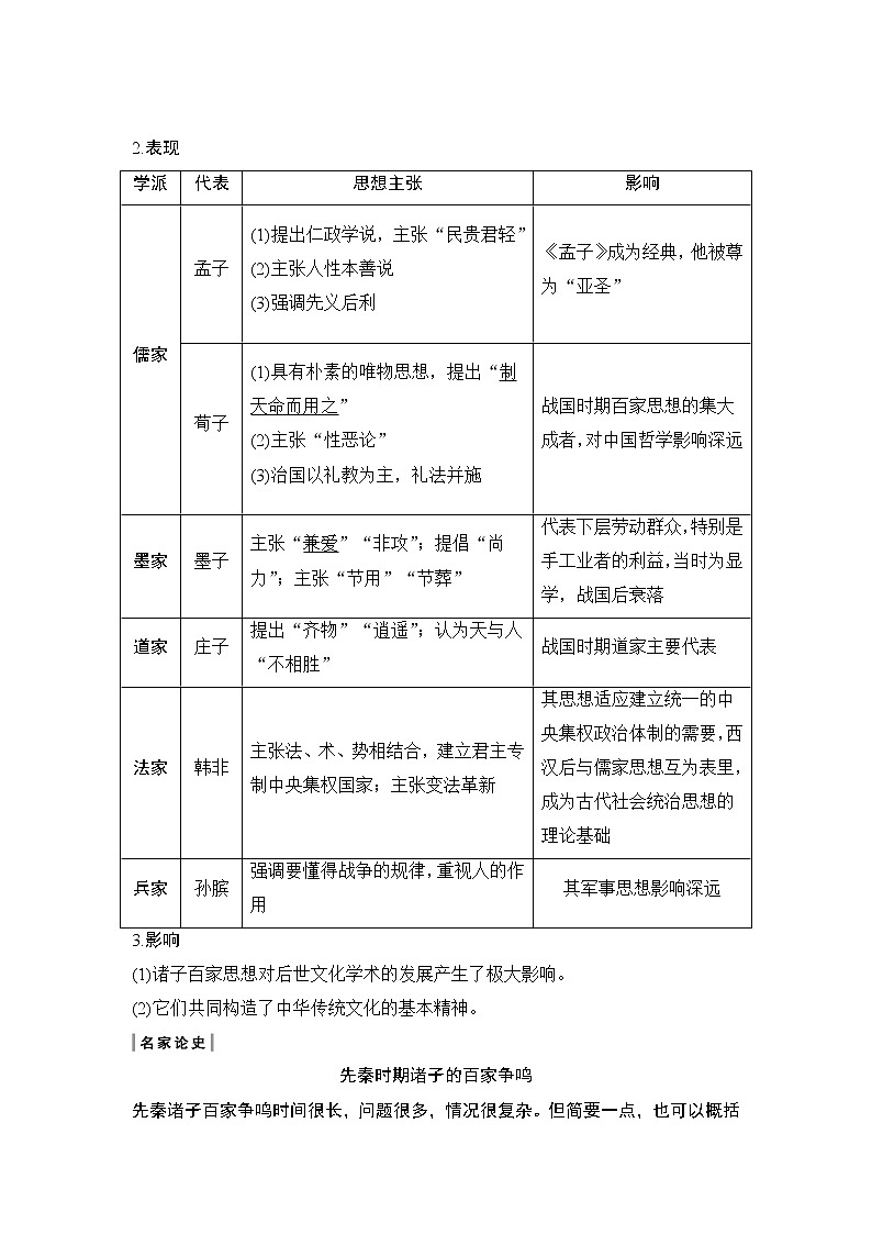 2020版高考历史一轮岳麓版通史复习教师用书：阶段一课时3先秦时期的思想文化第3页