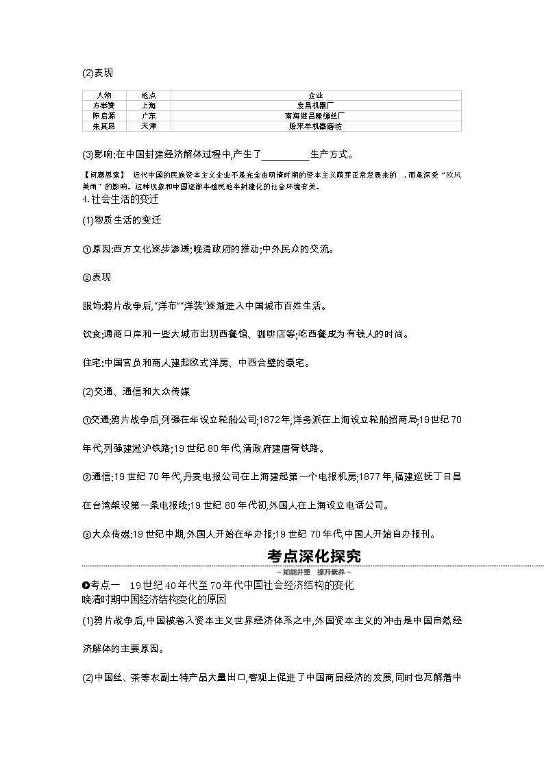 《全品高考复习方案》2020届高考一轮复习通史版历史：第6单元第17讲晚清经济结构的变动和社会生活的变迁第2页
