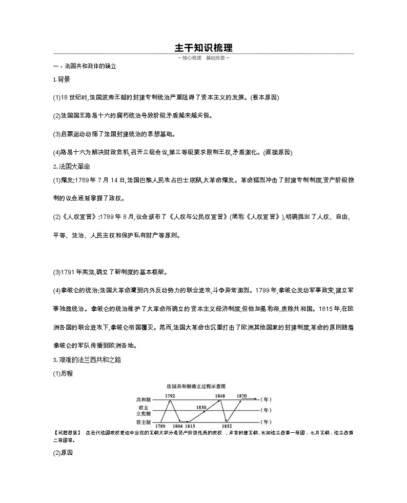 《全品高考复习方案》2020届高考一轮复习通史版历史：第13单元第40讲西方民主制度在欧洲大陆的扩展与俄国日本的改革 学案02