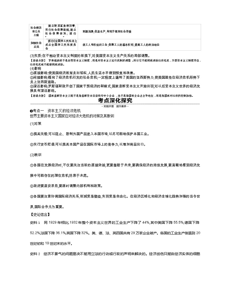 《全品高考复习方案》2020届高考一轮复习通史版历史：第14单元第44讲自由放任的美国与罗斯福新政第2页