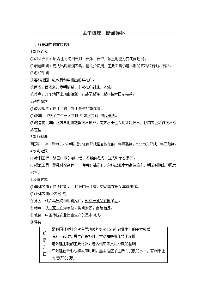 2020版高考历史大一轮人教版讲义：必修2第六单元第18讲古代中国的农业和手工业的发展02