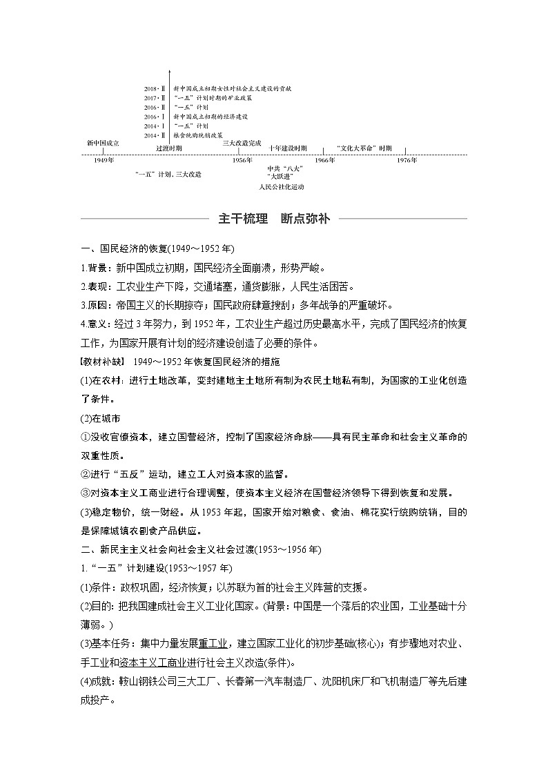 2020版高考历史大一轮人教版讲义：必修2第九单元第25讲社会主义经济建设的发展和曲折第2页