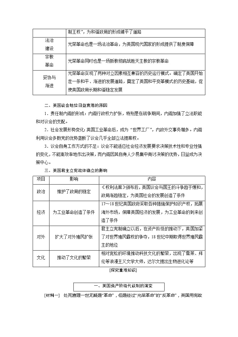2020版高考历史新创新一轮复习人教版讲义：必修一第二单元第2讲欧美代议制度的确立与发展第3页