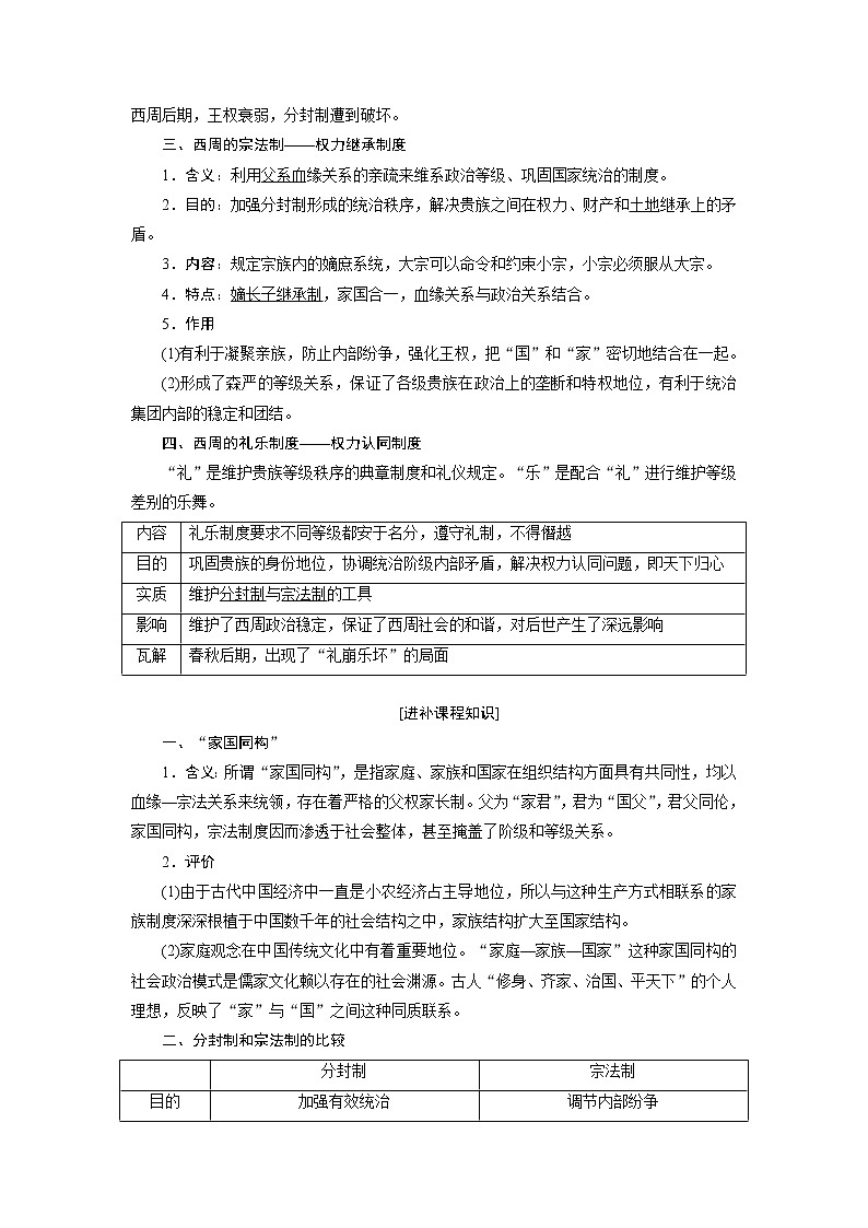 2020版高考历史新创新一轮复习人教版讲义：必修一第一单元第1讲　商周时期的政治制度和秦朝中央集权制度的形成03