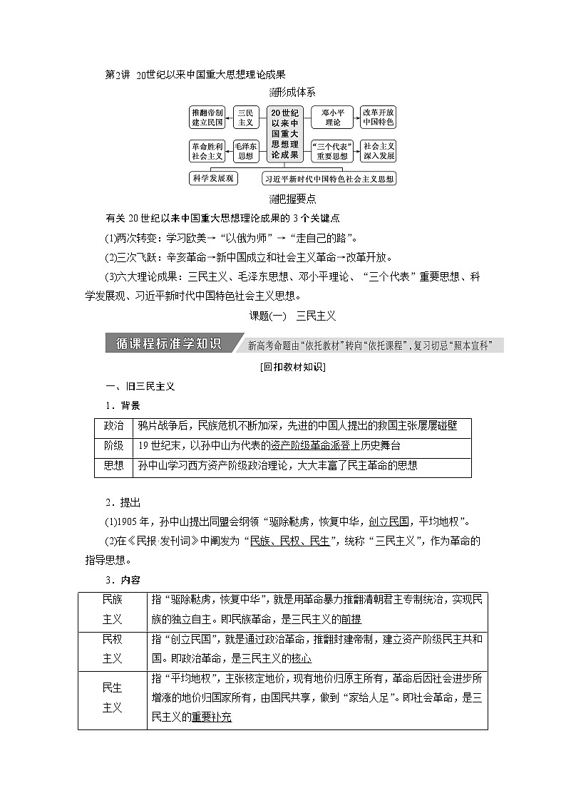 2020版高考历史新创新一轮复习人民版讲义：必修三专题十三第2讲　20世纪以来中国重大思想理论成果01