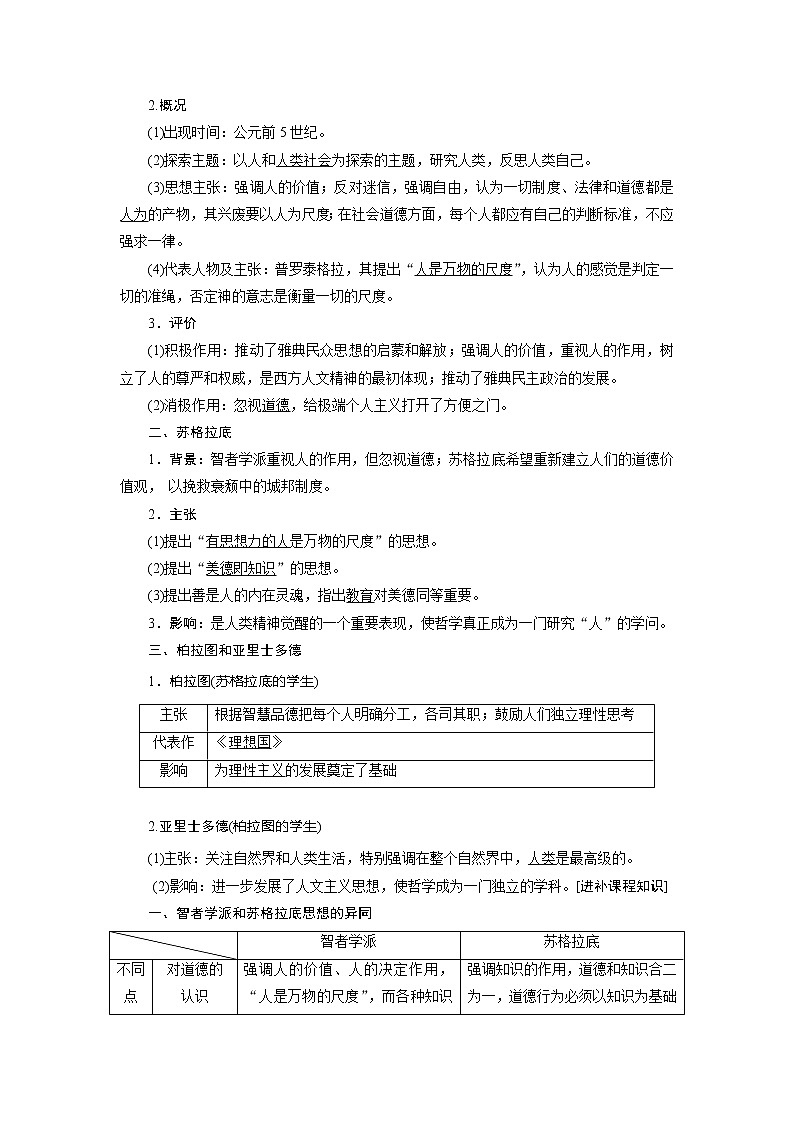 2020版高考历史新创新一轮复习人民版讲义：必修三专题十四第1讲　西方人文精神的起源与文艺复兴02
