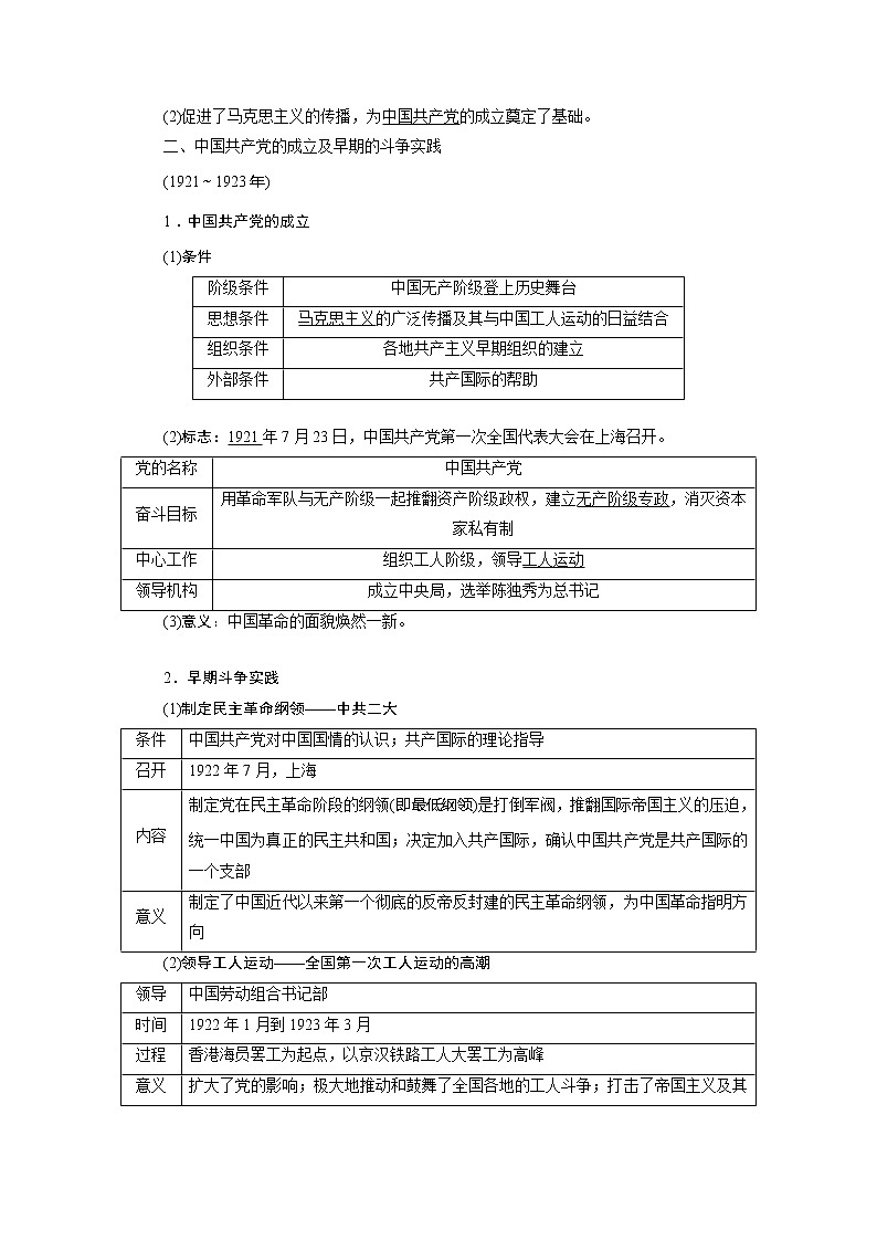 2020版高考历史新创新一轮复习人民版讲义：必修一专题二第3讲　新民主主义革命的崛起和国共十年对峙03