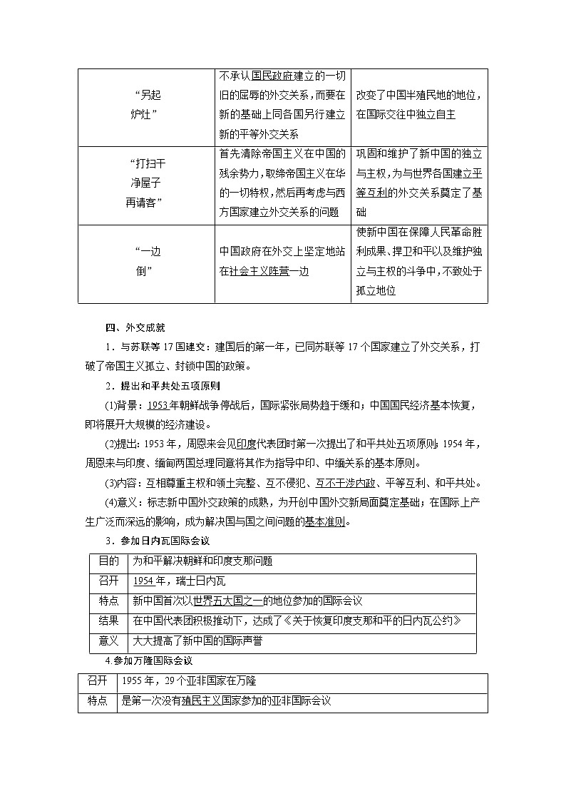 2020版高考历史新创新一轮复习人民版讲义：必修一专题三第2讲　现代中国的对外关系02