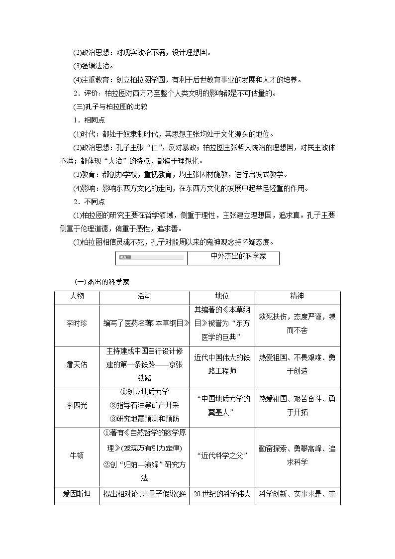 2020版高考历史新创新一轮复习人民版讲义：选修4第1讲　古代的政治家、思想家及中外科学家03