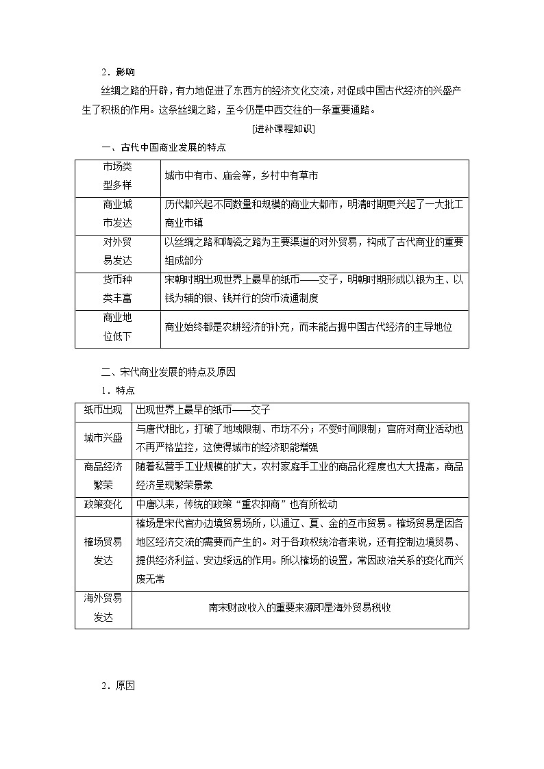 2020版高考历史新创新一轮复习岳麓版讲义：必修二第五单元第2讲　古代中国的商业和经济政策03