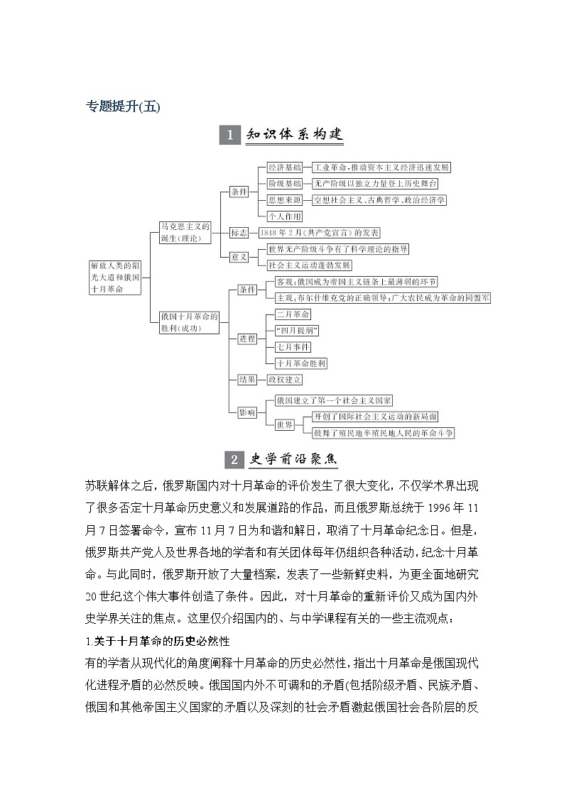 2020版高考历史新设计大一轮人民江苏专用版讲义：专题五解放人类的阳光大道专题提升（五）01