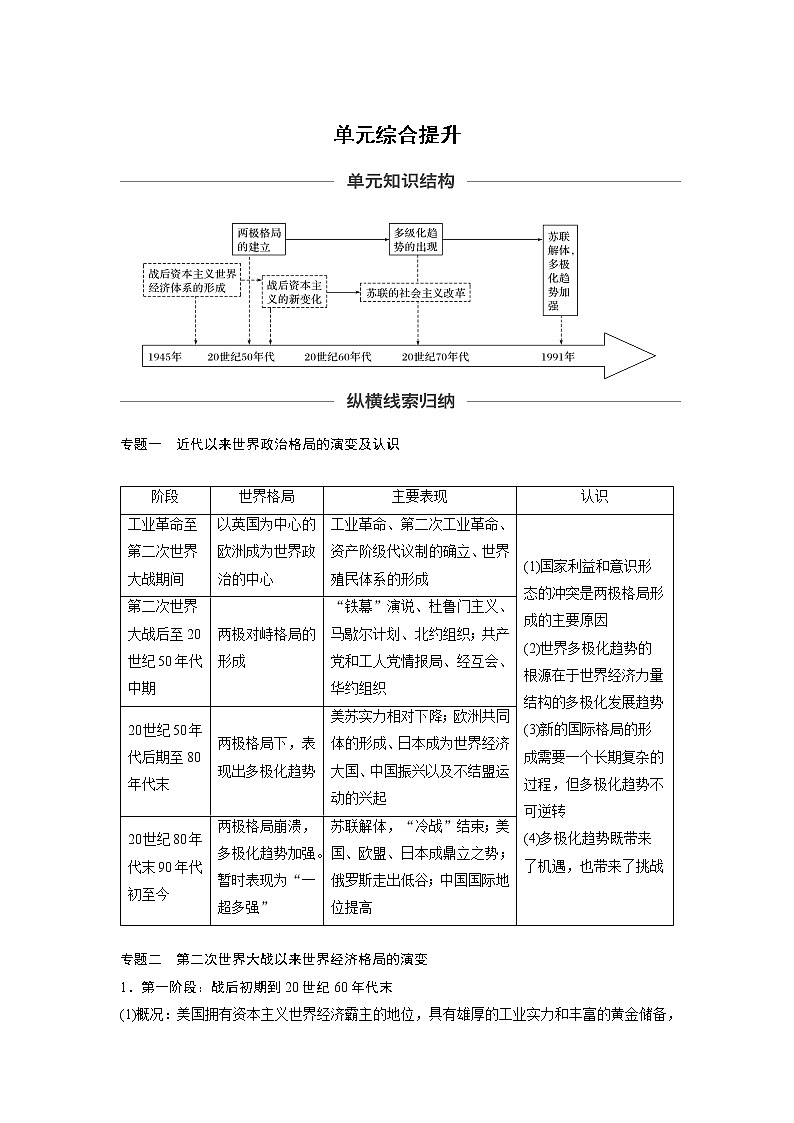 2020版高考历史新增分大一轮人教版（通史）讲义：第十五单元两极格局下的世界单元综合提升01