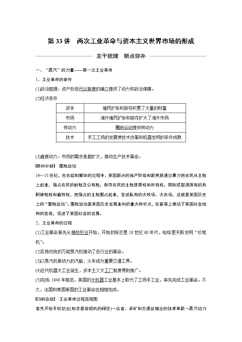 2020版高考历史新增分大一轮人民（通史）版讲义：第13单元西方近代工业文明的确立与纵深发展第33讲01