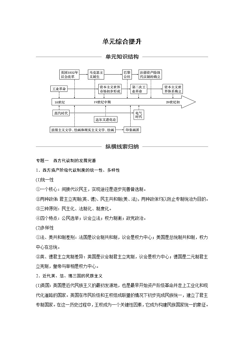 2020版高考历史新增分大一轮人民（通史）版讲义：第13单元西方近代工业文明的确立与纵深发展单元综合提升01