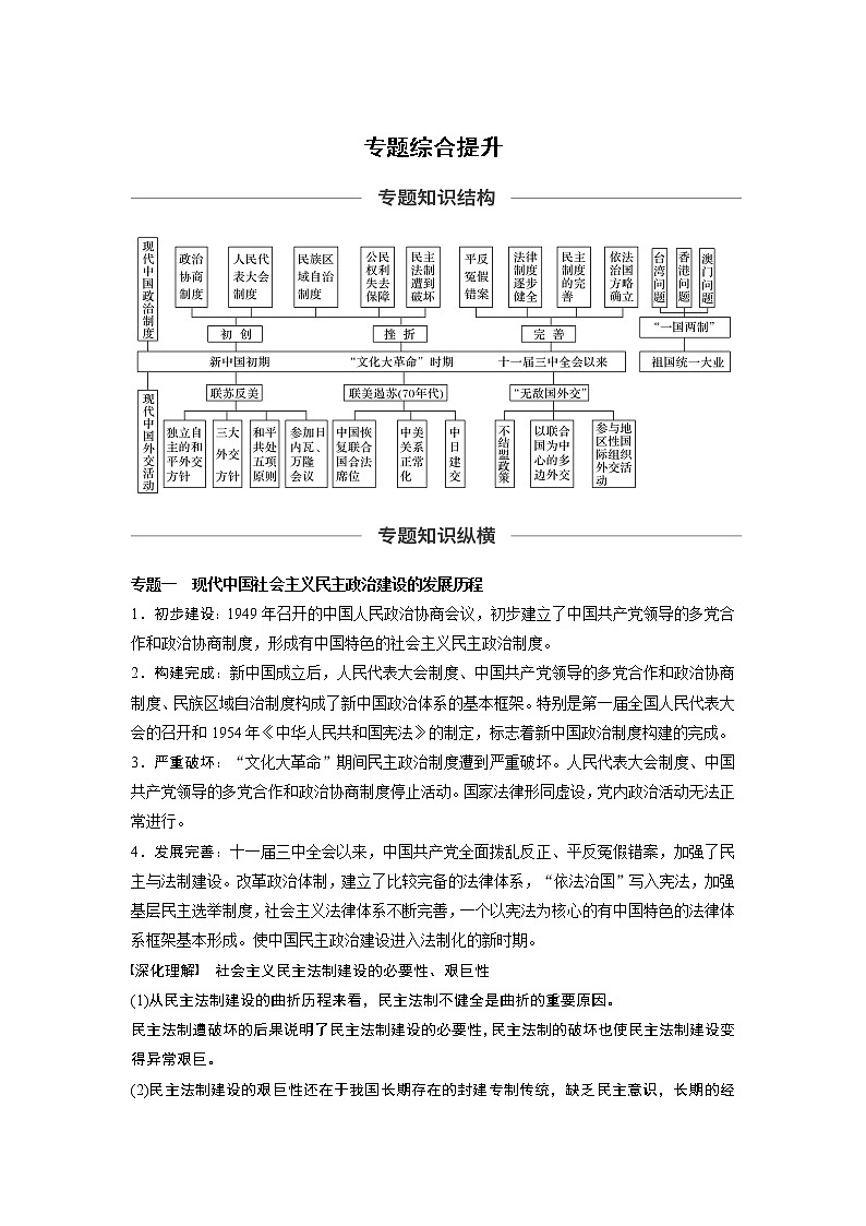 2020版高考历史新增分大一轮人民版讲义：专题三现代中国的政治建设、祖国统一与对外关系专题综合提升01