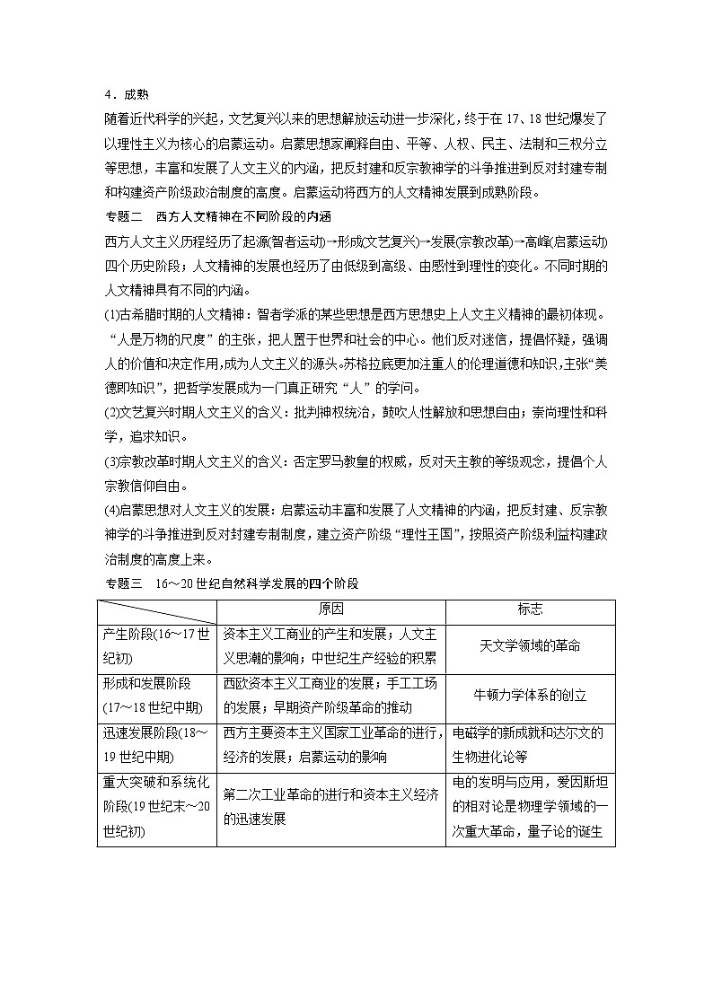 2020版高考历史新增分大一轮新高考（鲁京津琼）讲义：第十四单元西方的人文精神与科技文艺的发展单元综合提升第2页