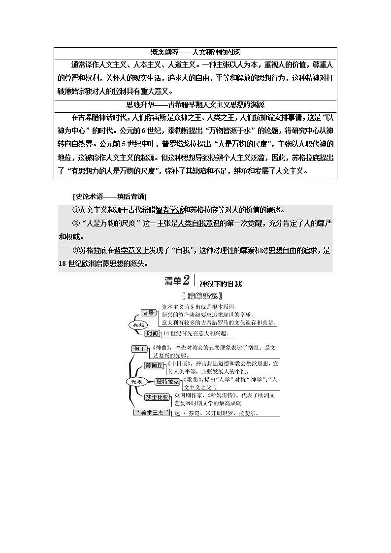2020版高考一轮复习历史人民版江苏专版学案：模块三专题十四第29讲　蒙昧中的觉醒与文艺复兴运动02