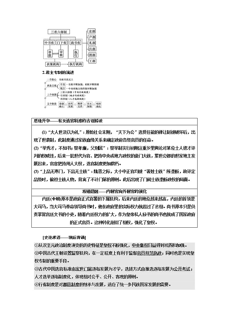 2020版高考一轮复习历史人民版江苏专版学案：模块一专题一第2讲　君主专制政体的演进与强化及专制时代晚期的政治形态02