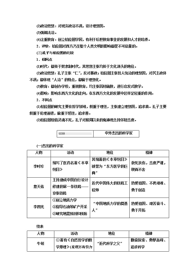 2020版高考一轮复习历史通史复习模式学案：选修4第1讲　古代的政治家、思想家及中外科学家第3页