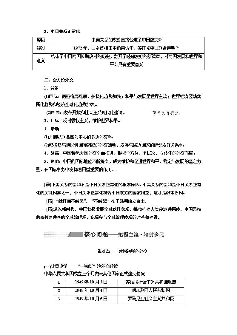 2020版高考一轮复习历史通史复习模式学案：第九单元第24讲　现代中国的外交03