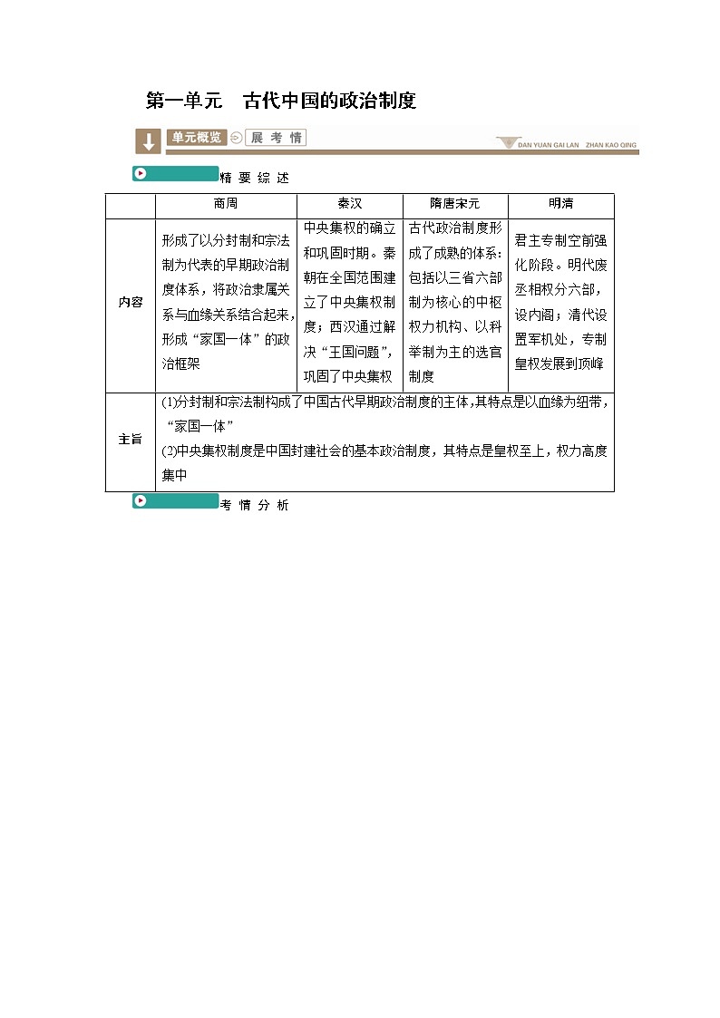2020版《衡中学案》高三历史一轮总复习学案第一单元1夏、商、西周的政治制度01