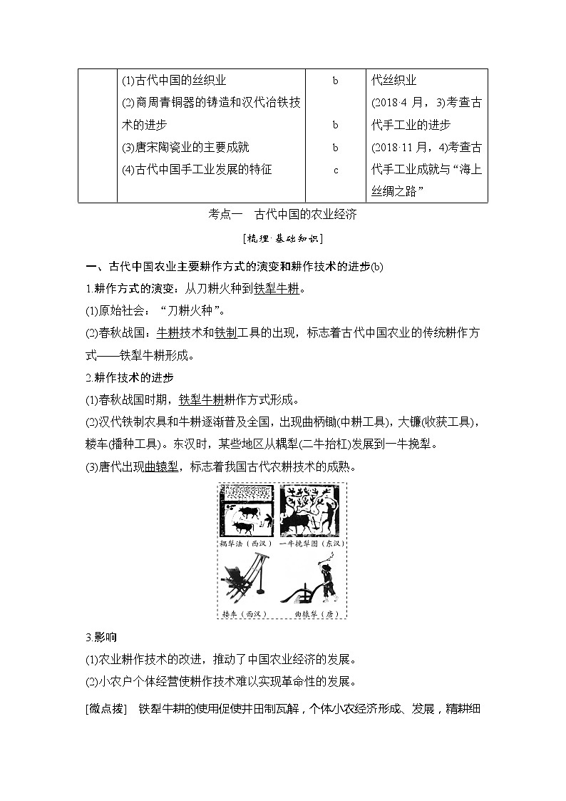2020版历史浙江高考新选考精品一轮复习讲义：专题七第17讲古代中国的农业和手工业经济第2页