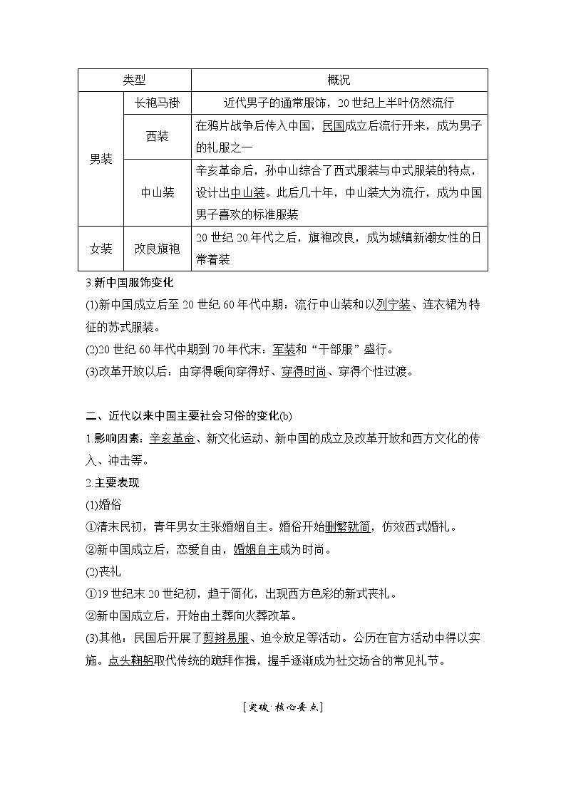 2020版历史浙江高考新选考精品一轮复习讲义：专题八第20讲中国近现代社会生活的变迁第2页