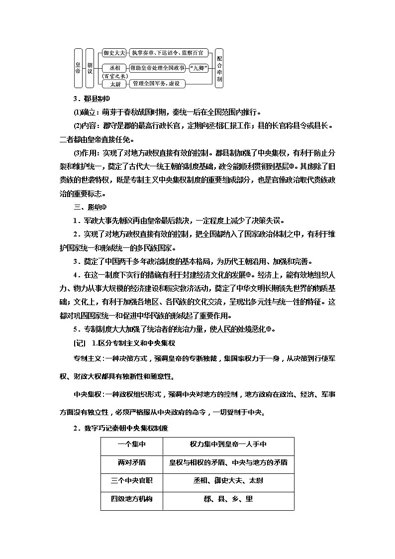 2020版历史新高考一轮复习（新课改省份专用）讲义：第一单元课题二　秦朝中央集权制度的形成02