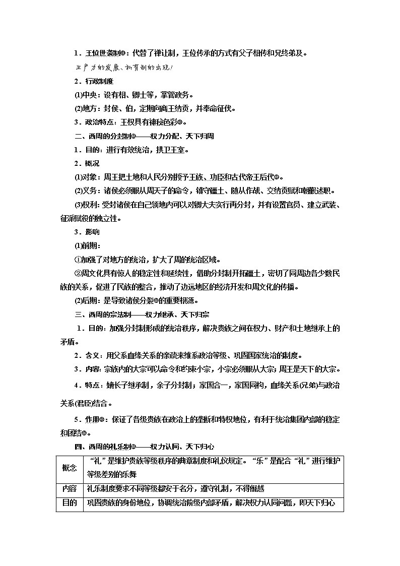 2020版历史新高考一轮复习（北师大版）讲义：专题一课题一　中国早期政治制度的特点03
