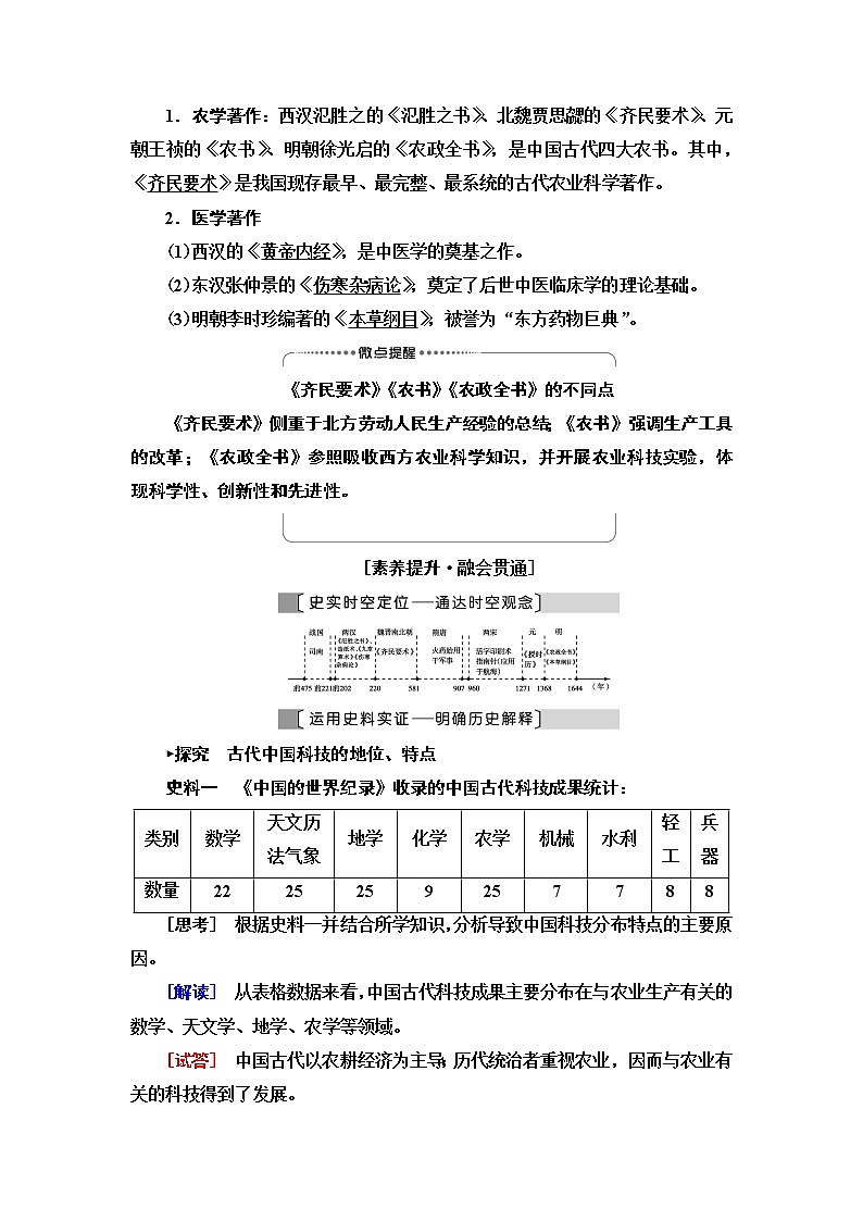 2021届新高考历史人教版一轮复习学案：模块3第14单元第30讲　古代中国的科学技术与文学艺术03