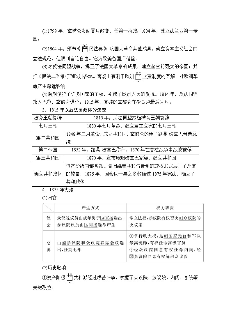 2021届高考历史人教版一轮创新学案与作业：第二单元第9讲资本主义政治制度在欧洲大陆的扩展02