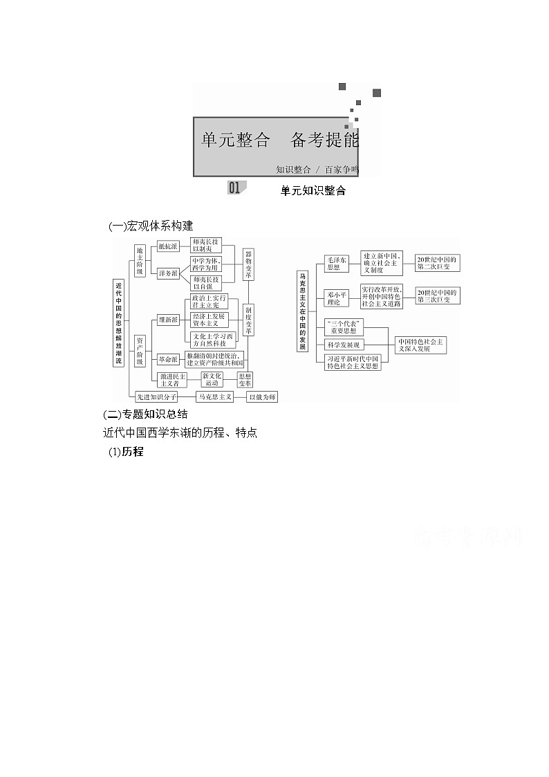 2021届高考历史人教版一轮创新学案与作业：第十三单元　近现代中国的先进思想　备考提能01