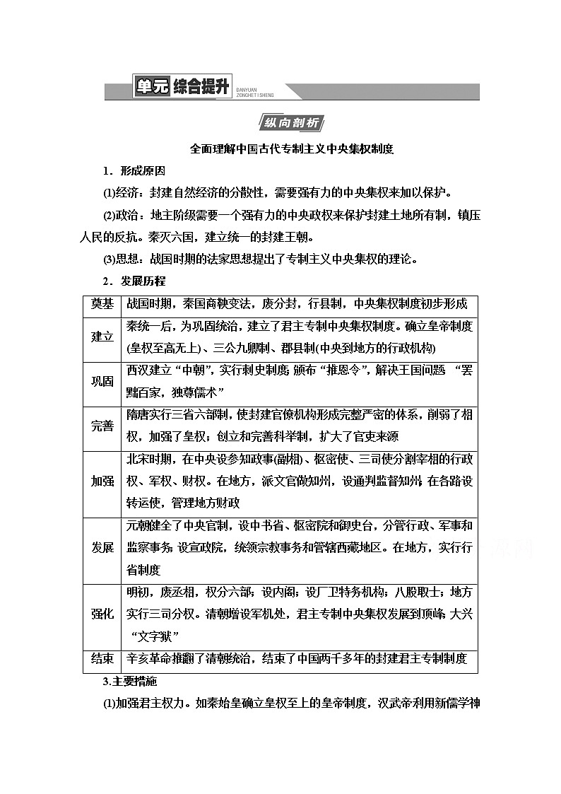 2021高三历史人教版一轮教师用书：第1单元单元综合提升01