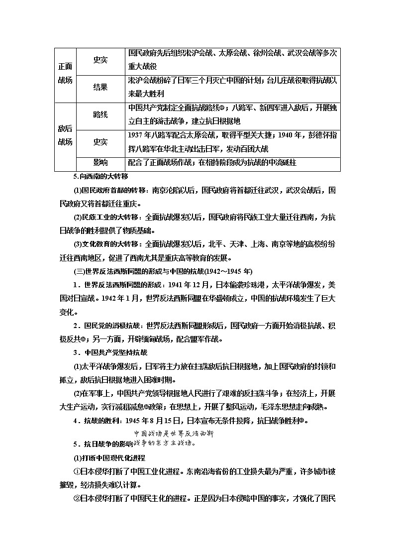 2020版一轮复习历史专题复习模式人民版学案：专题二课题八　抗日战争与解放战争03