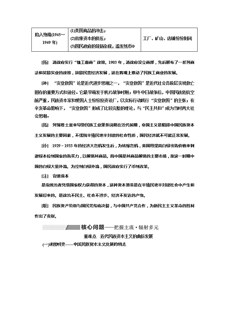 2020高考历史新一线大一轮专题复习模式北师大版讲义：专题七课题二十二　中国民族资本主义的曲折发展02