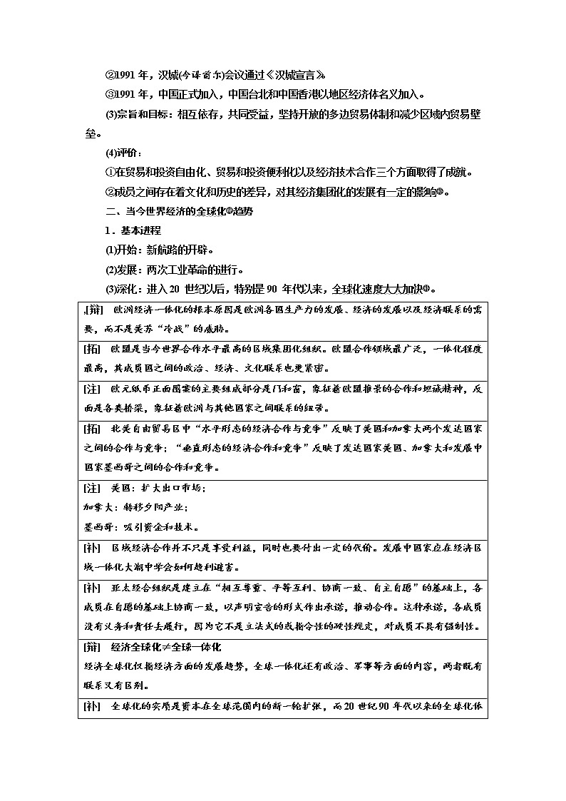 2020高考历史新一线大一轮专题复习模式人民版讲义：专题十一课题三十一　世界经济的区域集团化和全球化趋势02