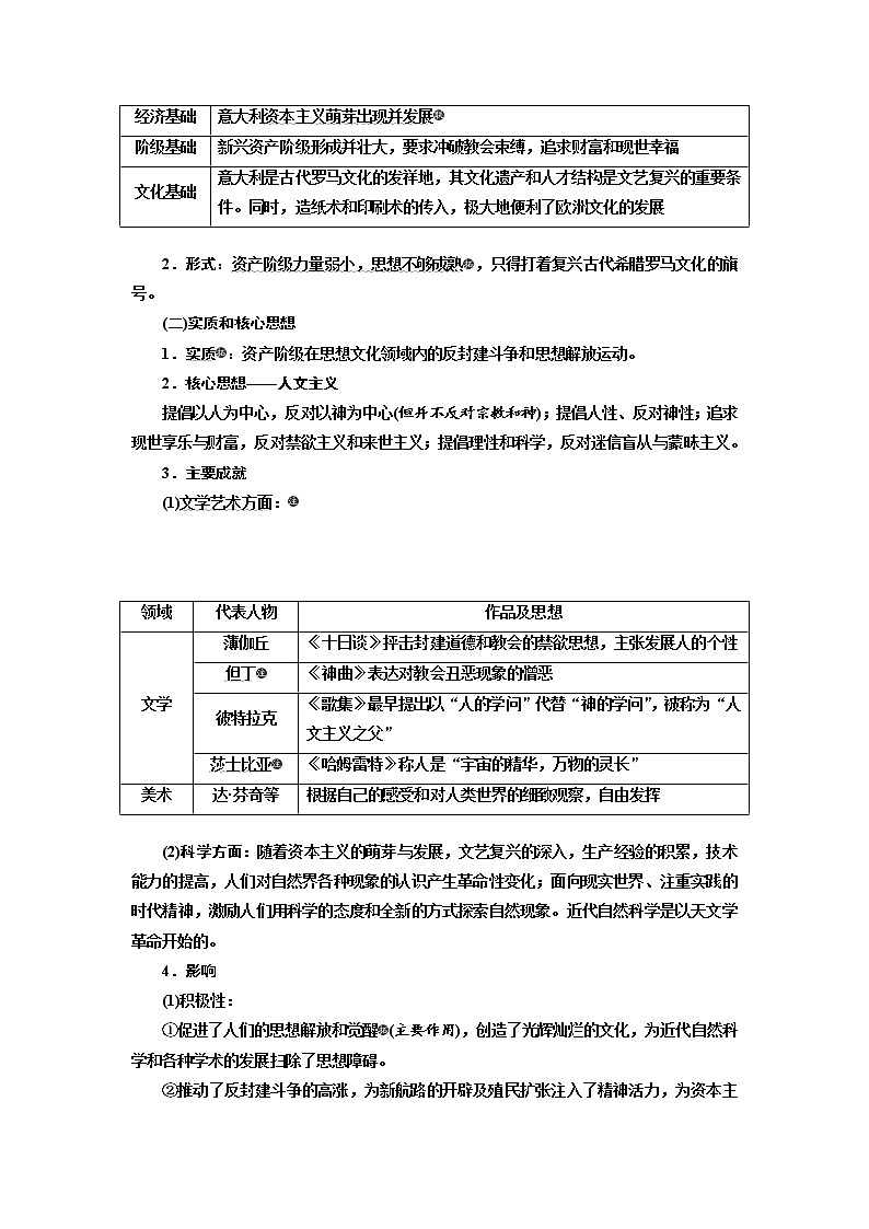 2020高考历史新一线大一轮专题复习模式岳麓版讲义：第十三单元课题三十七　西方人文主义思想的起源与文艺复兴第3页