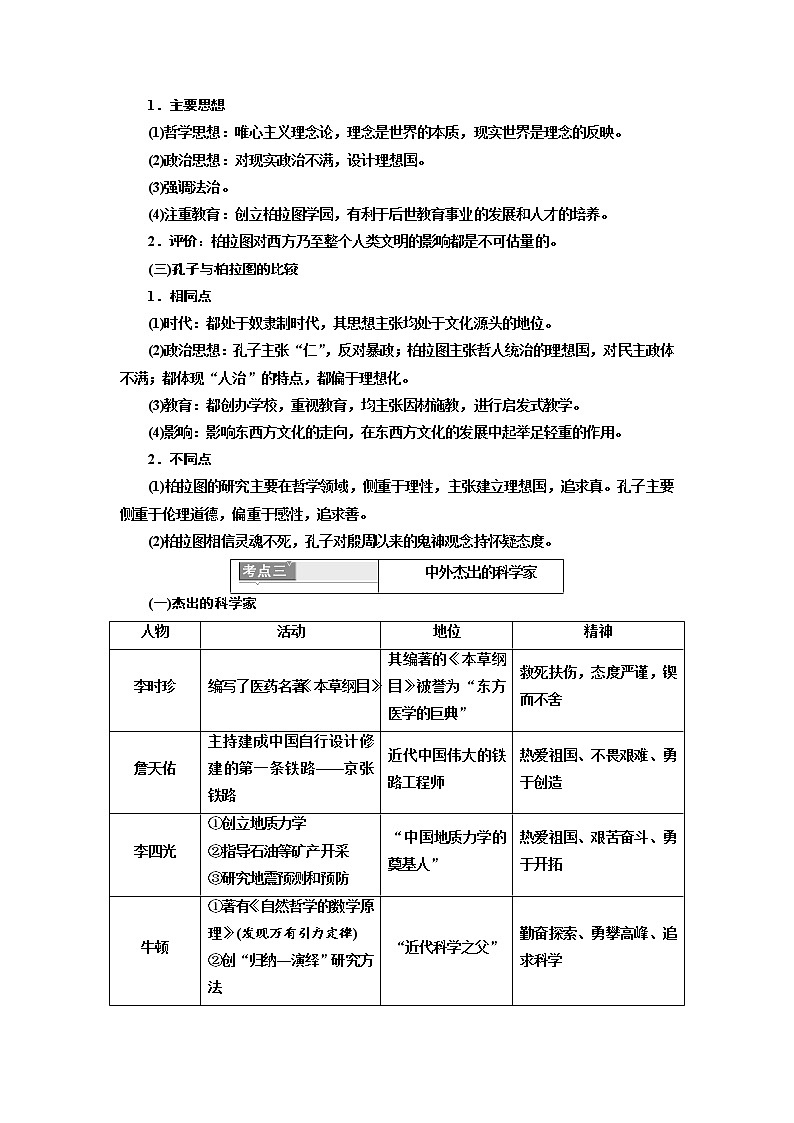 2020高考历史新一线大一轮专题复习模式岳麓版讲义：选修4第1讲　古代的政治家、思想家及中外科学家03