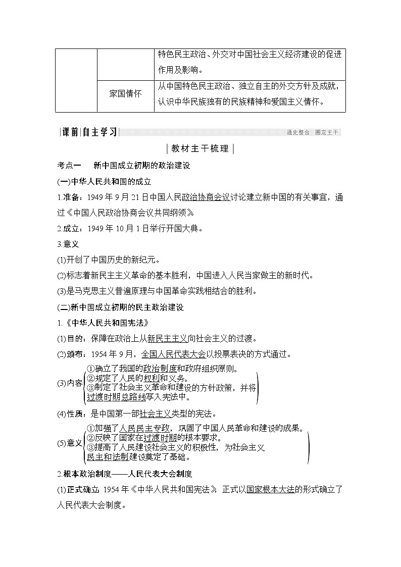 2020高考岳麓版历史一轮复习讲义：阶段（九）课时1改革开放前中国的民主建设与对外关系02