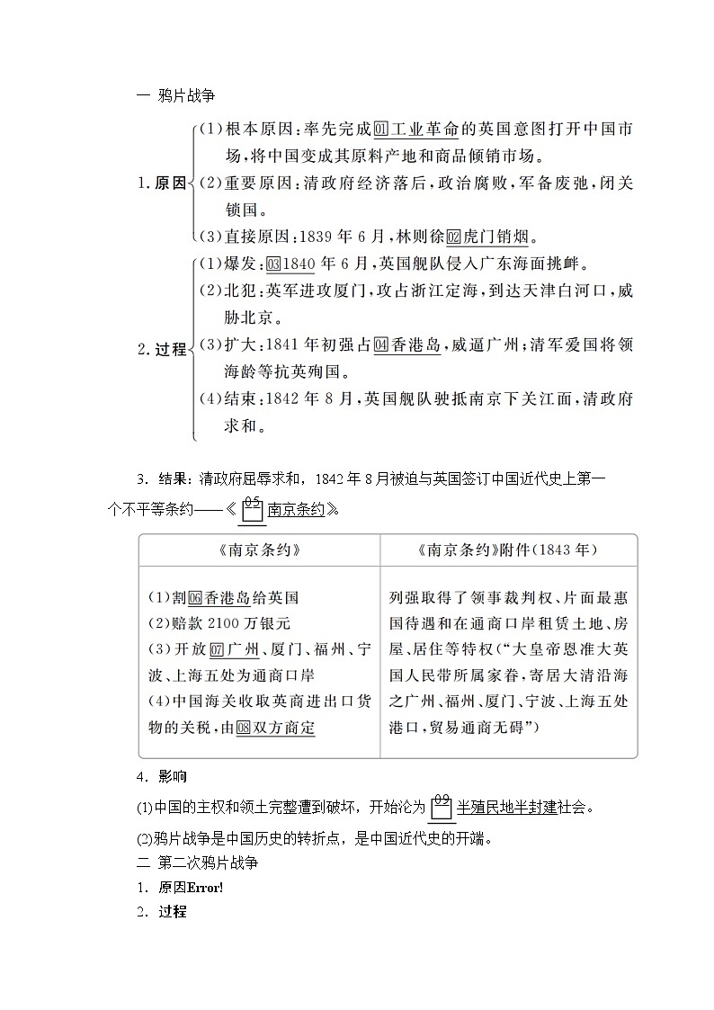 2020年高考历史人民版通史一轮复习学案：第二部分第六单元第1讲　1840～1894年间列强侵华与中国人民的抗争02
