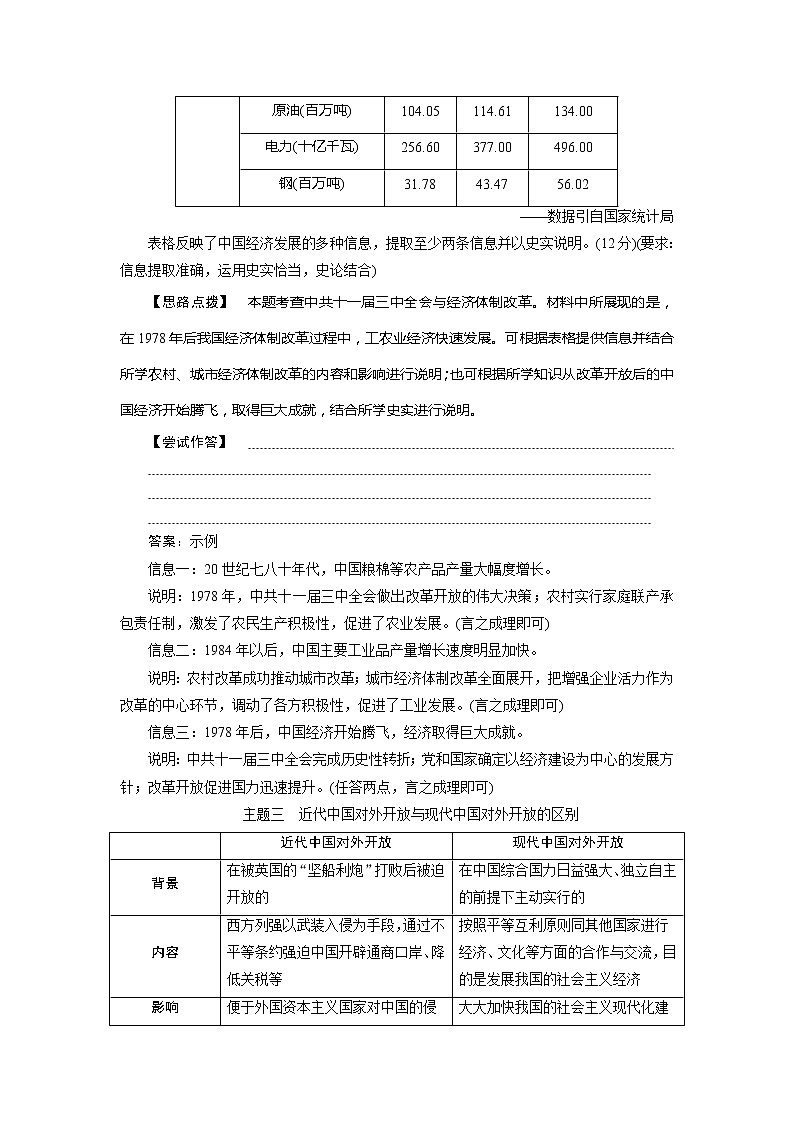 2021版高考历史（人教版通史）一轮复习学案：阶段十　阶段优化提升阶段十　中国现代化建设道路的新探索03