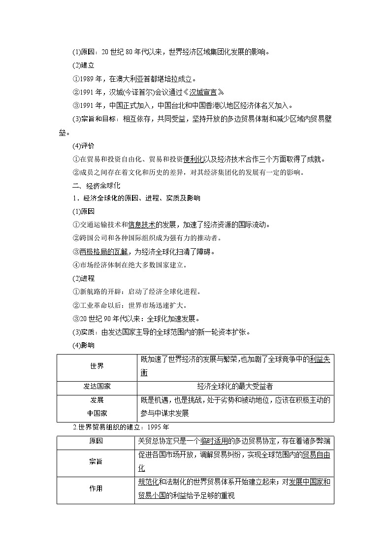 2021版高考历史（人教版通史）一轮复习学案：阶段十五　第4讲　当今世界经济的区域集团化和全球化趋势02