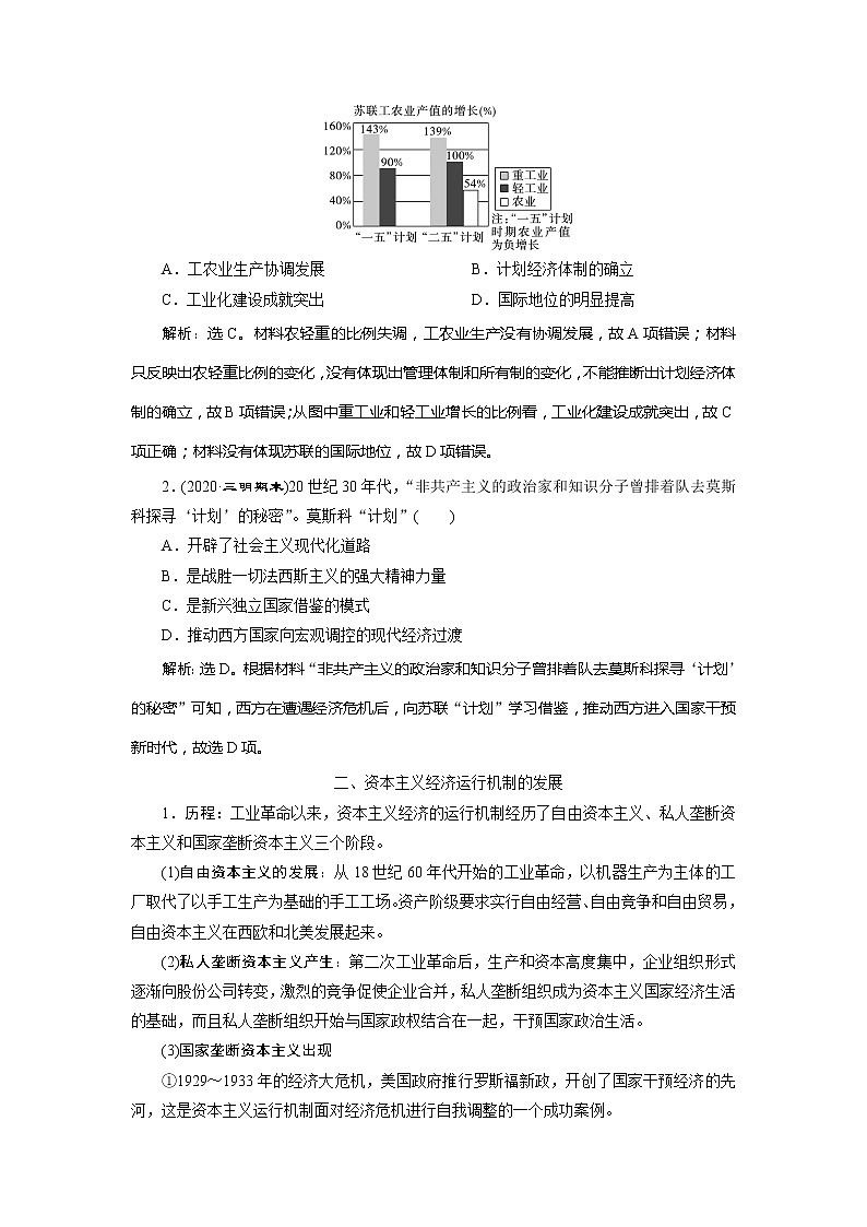 2021版高考历史（岳麓版专题史）一轮复习学案：单元优化提升第九单元　各国经济体制的创新和调整02