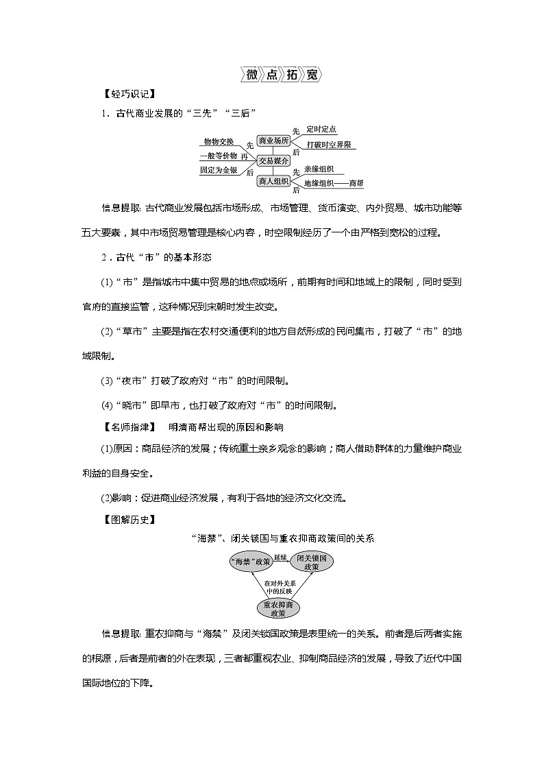 2021版高考历史（岳麓版专题史）一轮复习学案：第20讲　农耕时代的商业与城市和近代前夜的发展与迟滞03